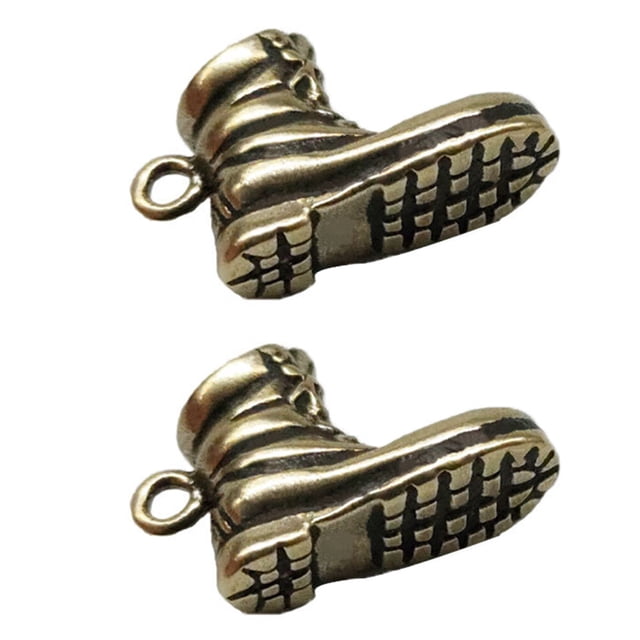 2 piezas de cobre puro hecho a mano llavero colgante latón botas de tacón alto colgante (bronce)