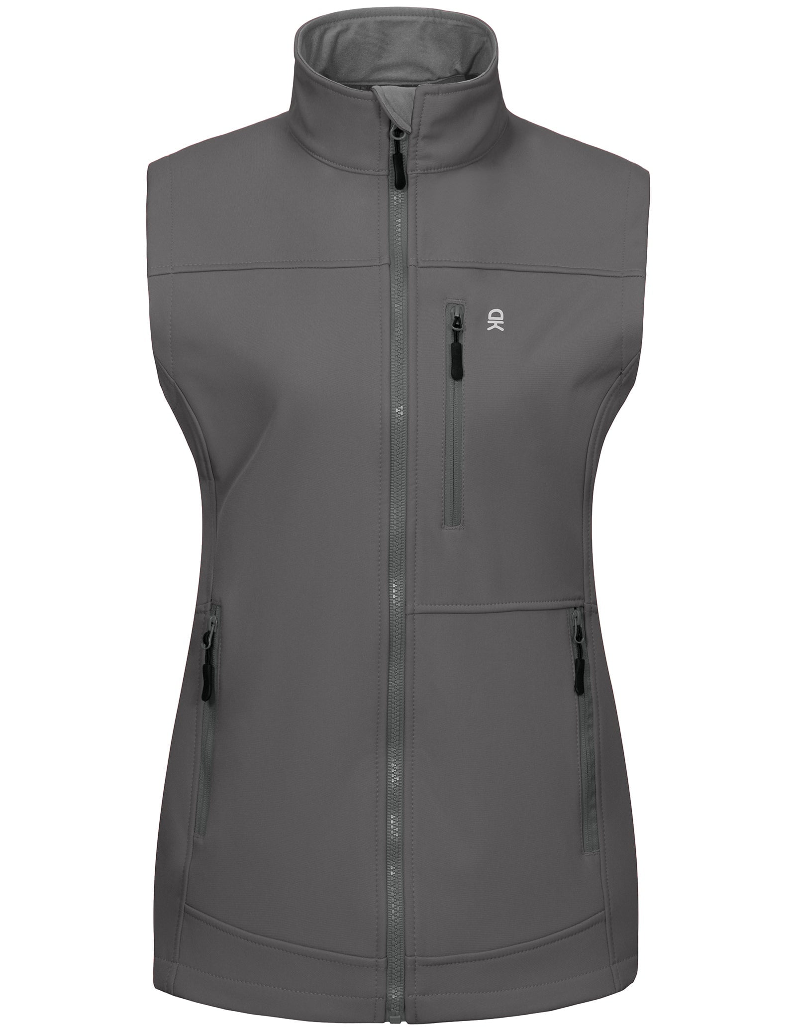 Little Donkey Andy Lightweight Softshell Vest for Women Fleece Lined Outerwear Zip Up Sleeveless Casual Windbreaker Jacket for Golf Hiking Running Jogging Outdoor Travel, Light Dark Grey, Medium