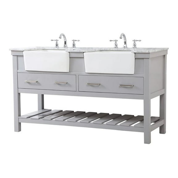 60 inch double bathroom vanity in grey