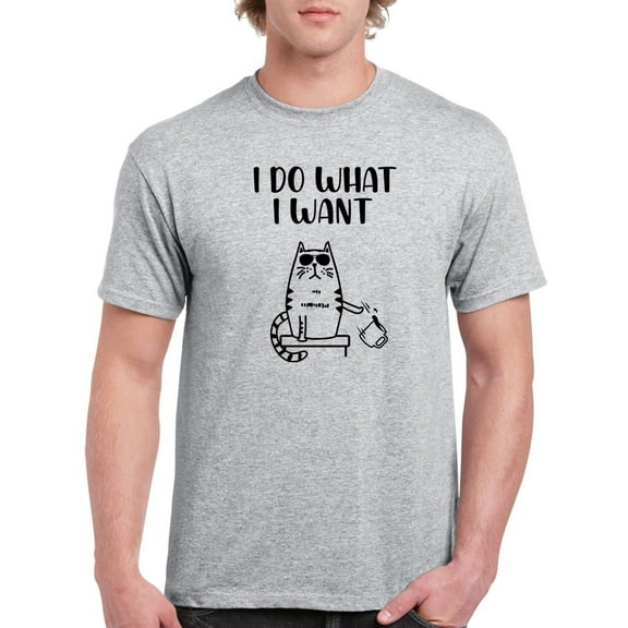 Smartprints Mens Graphic Tee - I Do What I Want Cat. - Regular Fit 100% Cotton