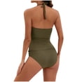 thumbnail image 5 of Women's Sports Bikinis Bathing Suits V Neck Tops Briefs Stretchy Breathable Comfortable Adjustable Seamless Beachwear for Women Split Tankini Swimsuits, 5 of 5