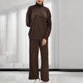 thumbnail image 4 of Gibobby Conjunto dama pants y sudadera afelpada Conjunto de pantalones de punto de dos piezas con patchwork de punto de color sólido y cuello para mujer(Café,XL), 4 of 5