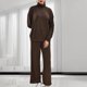 thumbnail image 4 of Gibobby Conjunto dama pants y sudadera afelpada Conjunto de pantalones de punto de dos piezas con patchwork de punto de color sólido y cuello para mujer(Café,G), 4 of 5