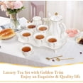thumbnail image 2 of Juego de té de 14 piezas para 6 personas con bandeja de té y cucharas, juego de tazas de té de estilo británico de lujo con borde dorado, hermoso juego de té de porcelana para decoración, 2 of 4