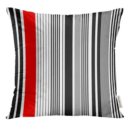 Arhome Abstract Stripe Pattern Red White Minimal Black Pillow Case