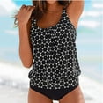 thumbnail image 2 of Jinhomg Womens Plus Size Tankini Sets 2 Piece Fashion Dot Print Swimsuits Tummy Control Tank Tops Bikini Bottoms Set Hide Belly Swimwear Black XL, 2 of 7