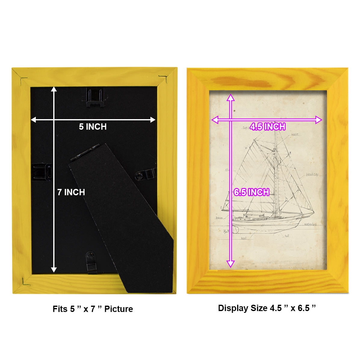 Sailboat Blueprint III -Framed Print w/glass-Sunflower Yellow