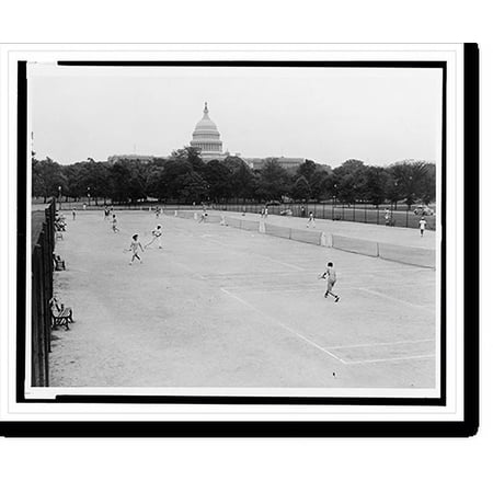 Historic Print, [Tennis courts on the mall, looking east with the U.S. Capitol in the background], 16" x 20"