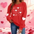 thumbnail image 2 of FAWUUDO Valentines Day Shirts Women Valentine Crewneck Sweatshirts Love Heart Sweatshirt Valentine's Long Sleeve Tops Red S, 2 of 9