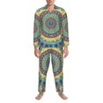 thumbnail image 3 of Uemuo Round Mandala1 Pattern 2-Piece Loungewear Set - Men’s Soft Sleepwear, Cozy Winter PJs, Comfy Sleep Set-, 3 of 7