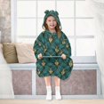 thumbnail image 7 of FORMRS Wearable Blanket Hoodie with Sleeves for Kids Cozy Flannel Sweatshirt, Green Abstract Pattern, 7 of 7