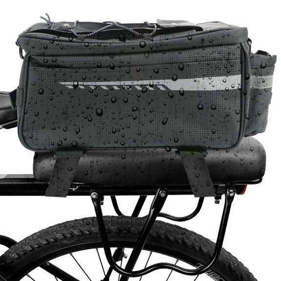 Rear Bike Rack Bag, Waterproof Bicycle Saddle Bag Cycling Pannier Trunk Carrier with Reflector & Adjustable Cord for Commuter Travel Outdoor