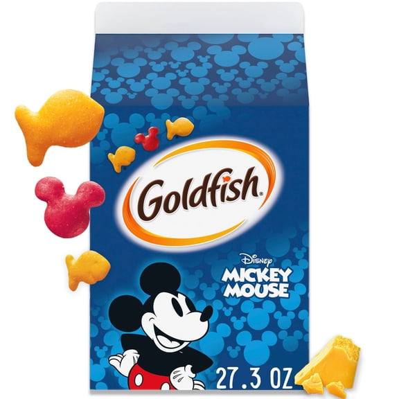 Goldfish Disney Mickey Mouse Cheddar Crackers, Snack Crackers, 27.3 oz Carton