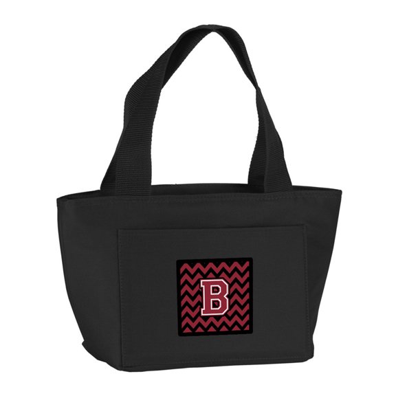 Letter B Chevron Garnet and Black  Lunch Bag