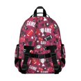 thumbnail image 3 of Football and Trophy Red Pattern Cute School Backpack Bag for School with Padded Back and Adjustable Shoulder Straps 15.25"x11.5"x5.25", 3 of 5