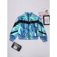 thumbnail image 3 of inhzoy Kids Girls Metallic lightweight Zip-Up Bomber Jacket,Sizes 6-16 Blue 8, 3 of 7