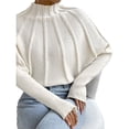 thumbnail image 1 of Suéteres de Punto con Mangas Murciélago y Cuello Alto para Mujer. Crema L, 1 of 7