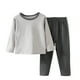 thumbnail image 2 of Conjuntos de blusas y camisas de cuello redondo y manga larga para niños, ropa de dormir de cuello redondo, conjunto de manga larga lisa, pantalones largos, ropa de hogar gruesa, prendas de poliéster, 2 of 5