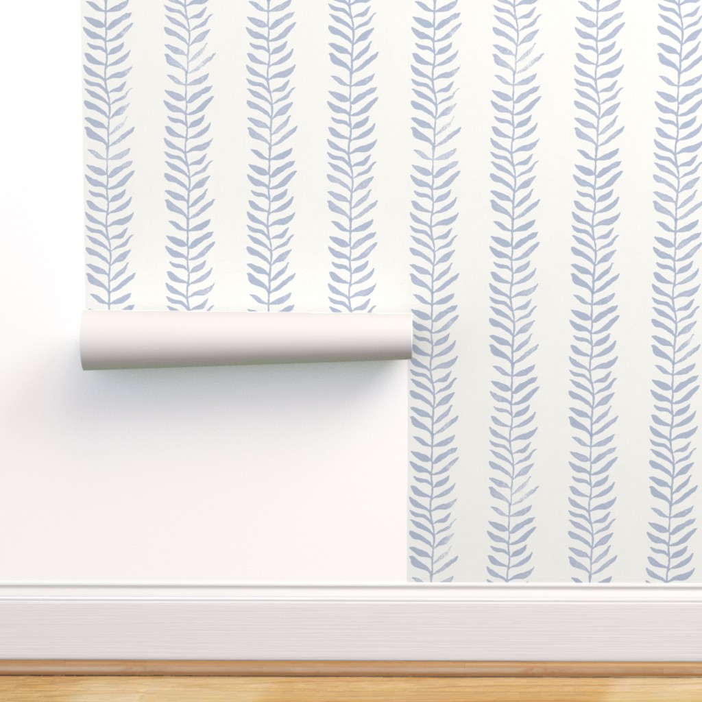 Peel & Stick Wallpaper 9ft x 2ft - Botanical Block Print Mineral Blue
