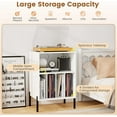 thumbnail image 6 of CZMJY Record Player Stand, Turntable Side Table Nightstand w/Charging Station & Vinyl Record Storage Cabinet Holds up to 150 Albums, Record Player Holder for Living Room (White, 31" H), 6 of 10