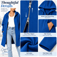 thumbnail image 4 of Aezemi Women Outdoor Hooded Sweatshirts Full Zip Knee Length Drawstring Fashion Comfy Outfits Coat Trendy Long Sleeve Zip up Workout Casual Tunic Hoodie Blouses with Pockets XL, 4 of 7
