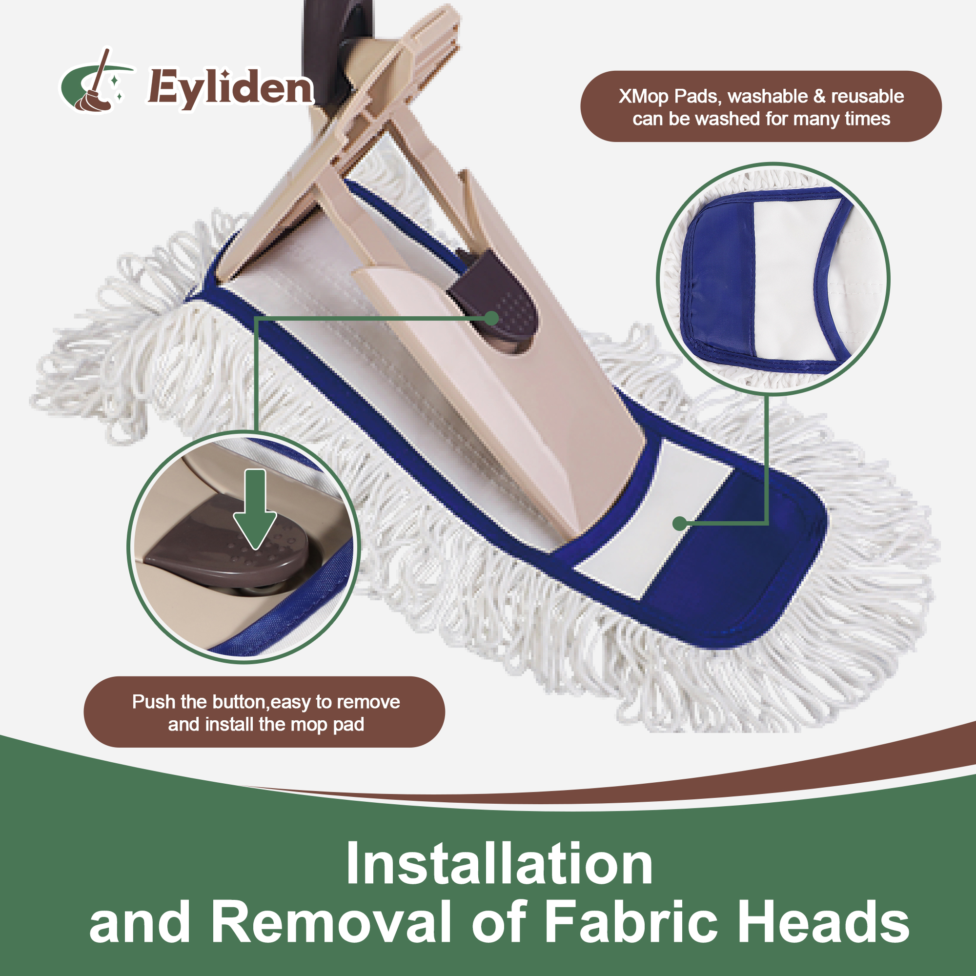 Eyliden Microfiber Dust Mop with 2 Washable Pads photo 6