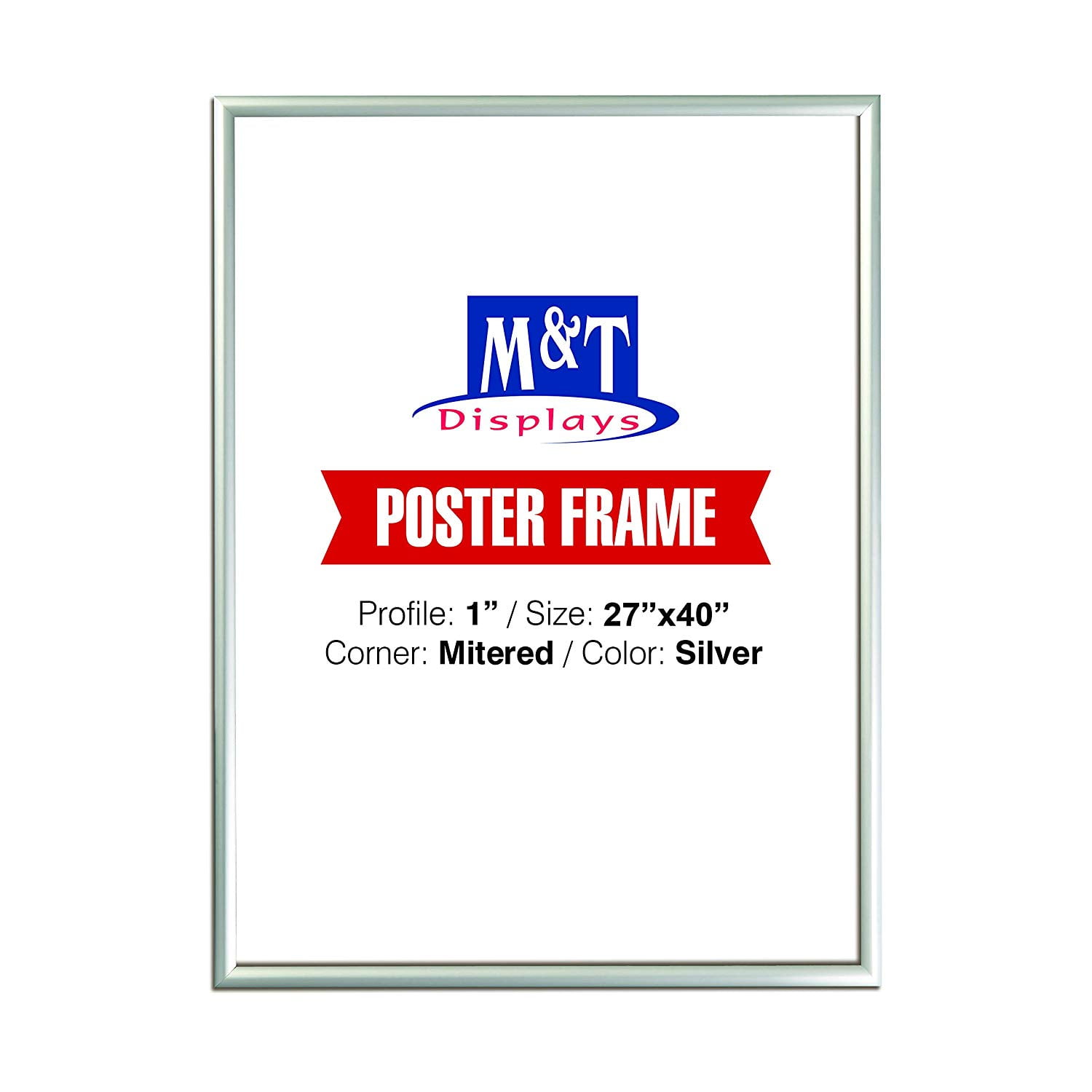 M&T Displays Snap Frame 27X40 Poster Size 1" Silver Color Profile