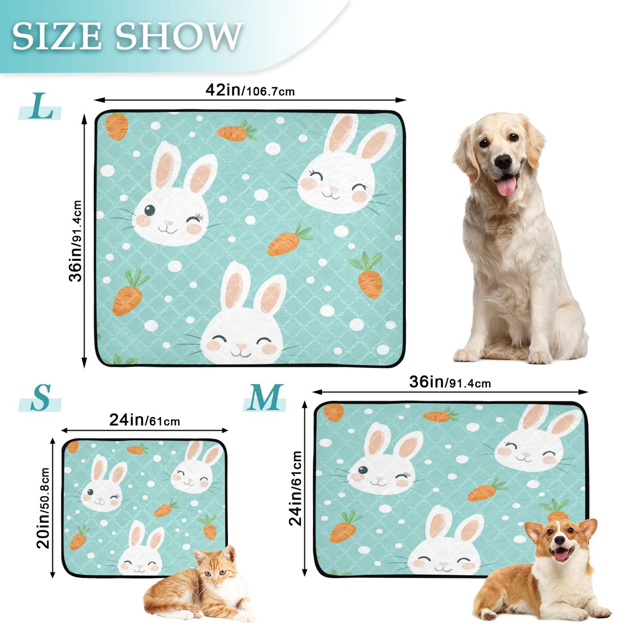 Qxltty Cute Cartoon Rabbit and Carrot Pattern Cat litter Pads Pet Set of 3 Diaper Mats Center Anti-leakage Layer Absorbent Soft and Comfortable