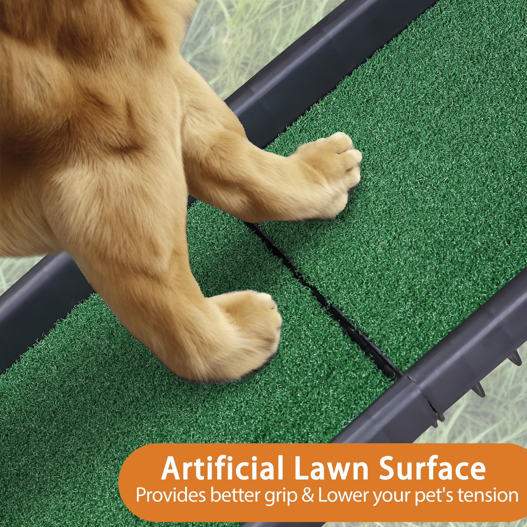 ZENY 61" Pet Ramp with Grass Padded Folding Portable Dog Ramp for Cars, SUV & Truck