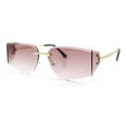 thumbnail image 4 of Womens Wrap Folded Lens Rectangular Rimless Luxury Sunglasses Gold - Burgundy, 4 of 6