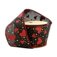 thumbnail image 5 of LaRibbons 2 1/2" Wired Ribbon | Black w/ Red Hearts/Gold Sparkles | 10 Yard Roll, 5 of 7