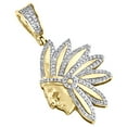 thumbnail image 4 of 10K Yellow Gold Real Diamond Native American Indian 1.30" Mens Pave Charm 1/3 CT, 4 of 6