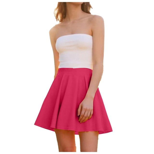 TaTaai Women Spring Summer High Waist Solid Color A-Line Bubble Skirt Comfort Fit Lightweight Breathable Machine Washable No Fading Versatile Daily Office Casual Wear Mini Skirt Gift