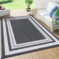thumbnail image 2 of EastVita 9 x 12 ft Plastic Gray White Rectangular Beach Front Porches Patio Picnic RV Camping Garage Geometry Modern Area Rug, 2 of 8