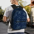 thumbnail image 5 of Yield Snowflake Dark Blue Print Backpack for Women Men, Lightweight Casual Travel Daypack, Classic Basic College Backpack, Middle School Bag, 5 of 5