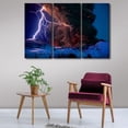 thumbnail image 4 of TISHIRON 3PCS Framed Lightning Storm Theme Canvas Wall Art Set,60"x40" Blue Lightning and Red Lightning Canvas Art Decor, 4 of 7