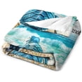 thumbnail image 4 of Sea Turtle Blanket Turtle Gifts Beach Ocean Nautical Throw Blanket for Kids Adults Super Warm Soft Cozy Plush Fleece Flannel Blanket for Sofa Couch Bed 40"x50", 4 of 6
