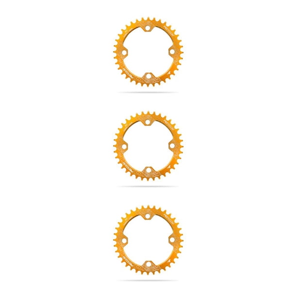 Greeniant Juego de cadenas de bicicleta AM / XC, rueda de cadena de bicicleta de círculo redondo, reemplazo de aleación de aluminio, placa de Amarillo 38T 3piezas