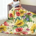 thumbnail image 5 of Yiaed Sunflower Cornflower Poppy Pattern Fleece Throw Blanket,Fleece Throw Blankets for Couch & Bed All Season Use -60"x50", 5 of 6