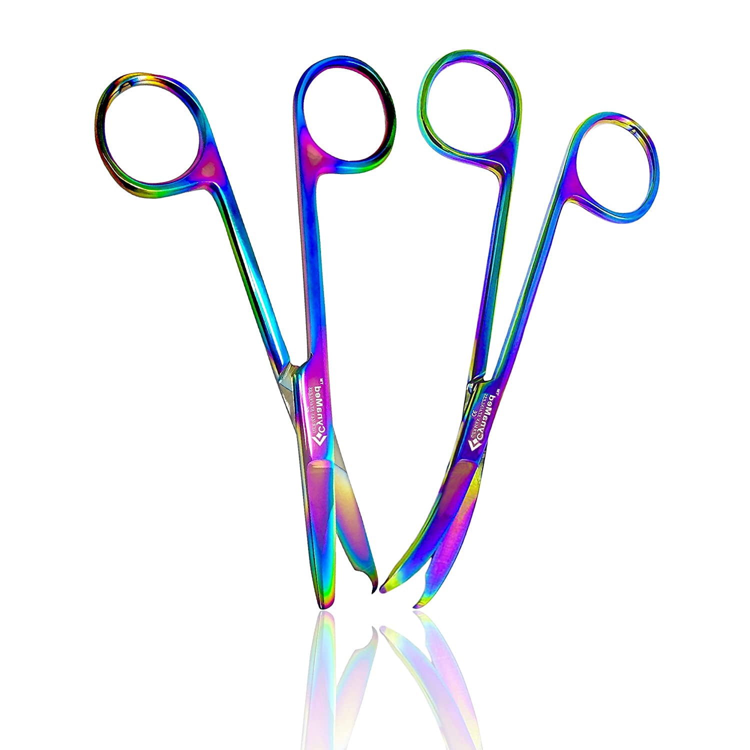 Set of 4 4.5 in. Stitch Scissors with Multicolor/Rainbow Titanium Coating