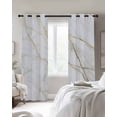 thumbnail image 2 of Blackout Curtains for Bedroom, Marble White Room Darkening Window Drapes for Living Room, Modern Abstract Art Golden Ink Painting Thermal Insulated Grommet Curtains, 52x90 inch, 2 Panels, 2 of 9