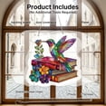 thumbnail image 6 of Acrylic Jigsaw Puzzle Suncatcher, 7.5in Stained Glass Hummingbird Flower Stacked Books Sun Catcher Window Decor, Irregular Shape Art Ornament, 6 of 6