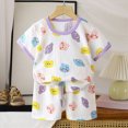 thumbnail image 2 of CAUYDY Summer Outfit for Toddler Girls 4T 5T 6T 7T Kids Two Piece Short Sleeve Top Elastic Waist Shorts Set 1T 2T 3T Baby Girl Spring Summer Pajamas 2Pcs Set (Sizes 18-24 Months,D1-Purple), 2 of 4
