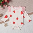 thumbnail image 1 of Peleles para niña, mono de manga larga con estampado de fresas para bebé, ropa para gatear, mono para niños, 1 of 8