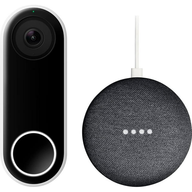 Nest Hello Video Doorbell and Google Home Mini Smart Speaker Bundle