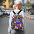 thumbnail image 7 of FORMRS Mini Backpack Purse for Women Quilted Travel Daypack Casual Shoulder Bag, Purple Simple Triangles, 7 of 7