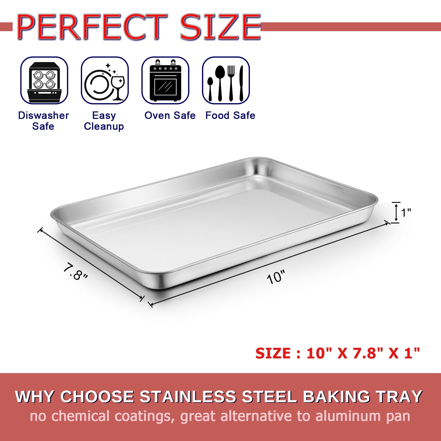 Vesteel 20 inch x 14 inch x 1 inch Extra Large Baking Sheet Set of 2, Heavy Duty Stainless Steel Cookie Sheet Baking Pan for Oven, Non-Stick 