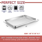 Vesteel Baking Cookie Sheet Set of 2, Stainless Steel Rectangle Baking Pan Oven Tray - 10 x 8 x 1 inches