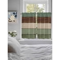 thumbnail image 4 of Tier Curtains 45 Inches Long, Green Brown Window Treatment Curtain Drapes, Country Wood Grain Abstract Stripe Window Half Privacy Curtains for Bedroom Bathroom, 42"x45", 2 Panels, 4 of 7