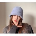 thumbnail image 2 of Gorro de piel de conejo para mujer, otoño e invierno, gorro de pescador de felpa que combina con todo, sombrero de cubo pequeño, gorro de lavabo japonés cálido de estilo coreano (azul) Rojo Verde Cocina, Decoración y Otros, 2 of 3